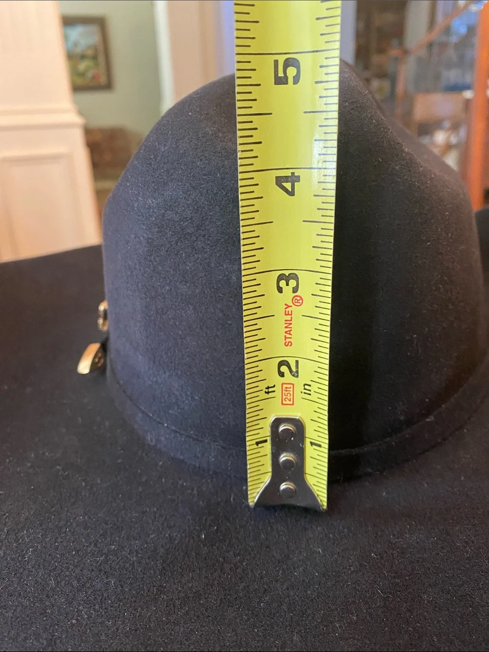 Larry Mahan 4X Classic Black Felt Cowboy Hat with gold buckle hatband